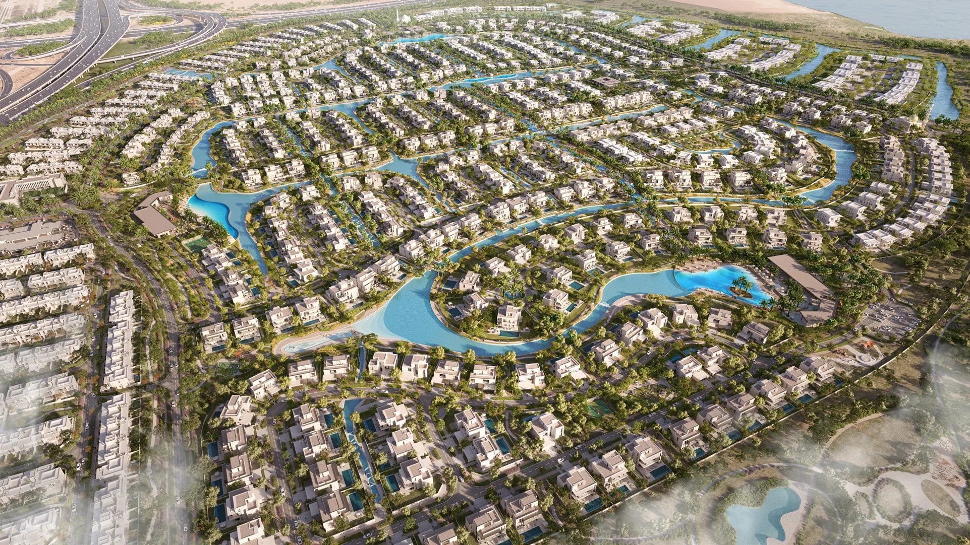 Lunaya masterplan showing lagoons, parks, villas and Lunaya Terraces